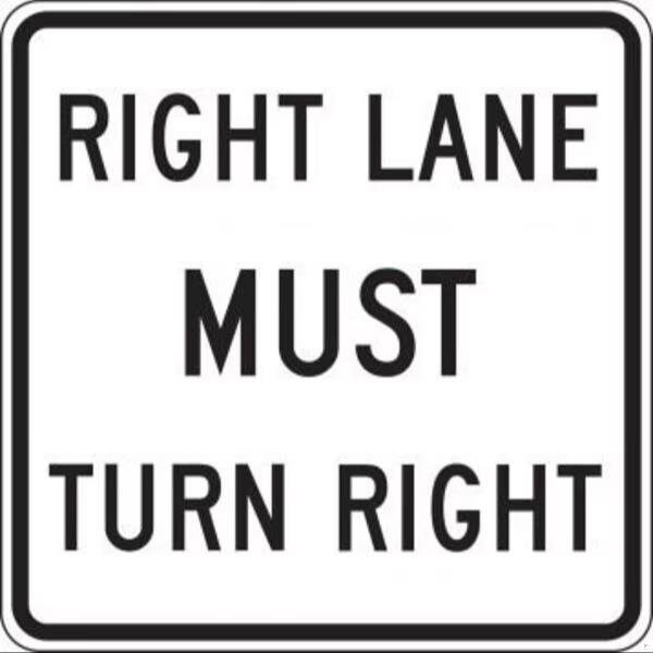 Accuform LANE GUIDANCE SIGN RIGHT LANE 12 in X FRR648DP - main